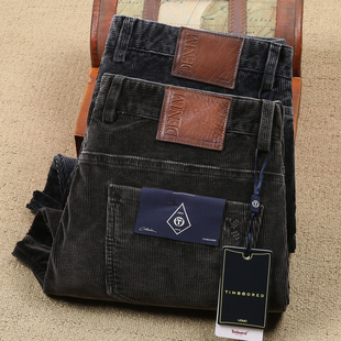 秋冬季灯芯绒男裤灯草绒厚款保暖直筒修身弹力条绒长裤男士休闲裤