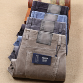 新品 保暖男士 厚款 秋冬季 纯棉灯芯绒男裤 直筒中腰弹力条绒裤 休闲裤