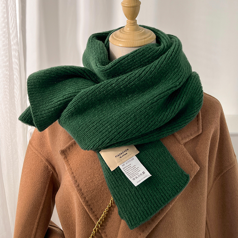 墨绿色围巾小围脖儿童男女秋冬季