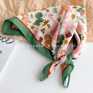 可爱儿童学生小方巾丝巾女三角包头防晒护颈围脖子发带薄纱巾围巾