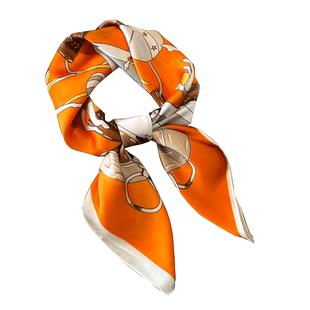 小方巾丝巾女橙橘色春秋夏季搭配衬衫护颈围脖子薄纱巾围巾70x70