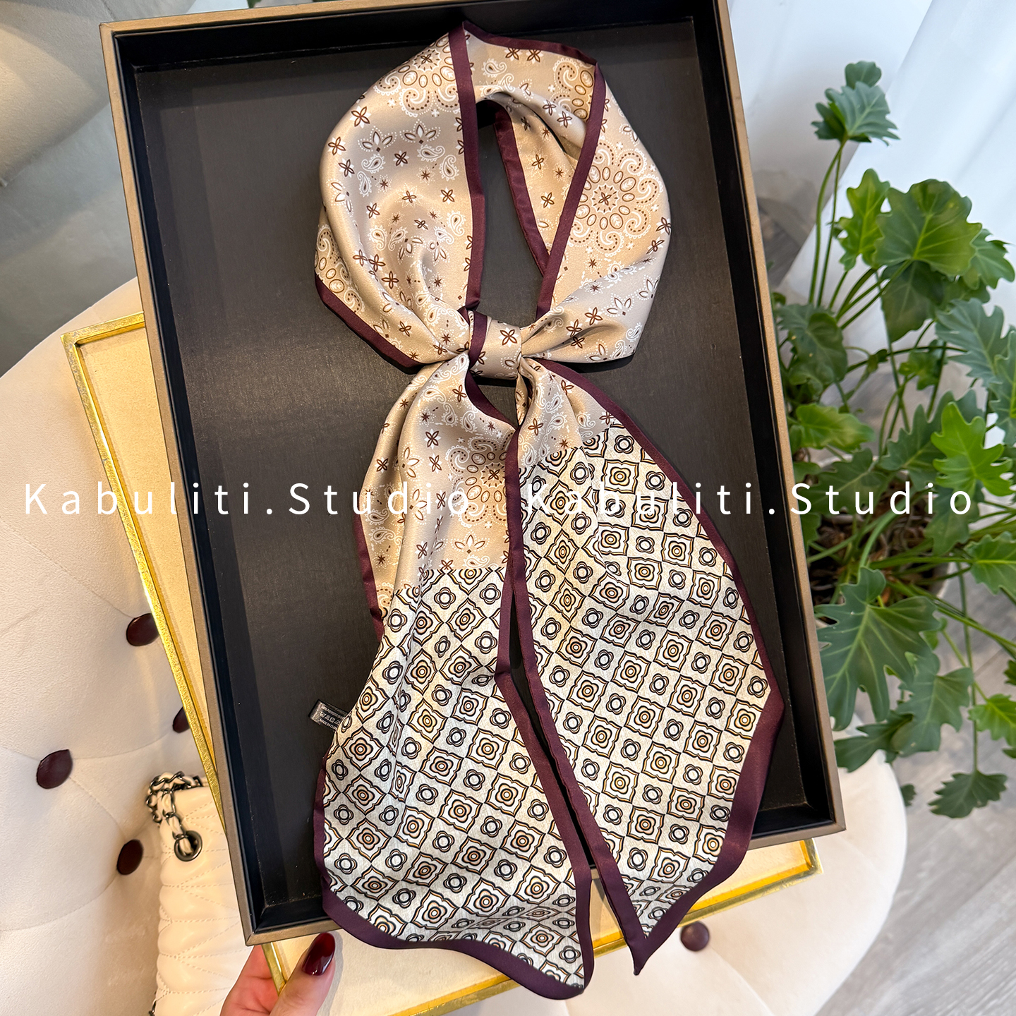 复古小长条腰带窄丝巾男女护颈围脖子搭配衬衫领带发带薄纱巾围巾