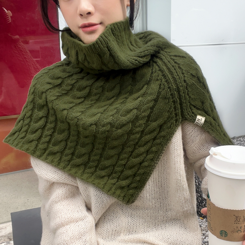 高领披肩斗篷毛线针织女秋冬季