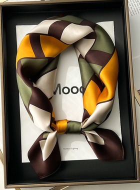 真丝桑蚕丝小方巾丝巾女春秋脖子装饰搭配毛衣围巾妈妈纱巾70x70