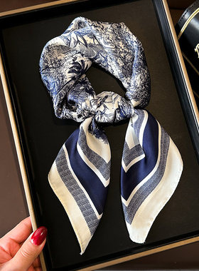 小方巾丝巾女春秋夏季职业空姐搭配衬衫护颈围脖子发带薄纱巾围巾