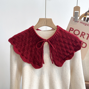 针织毛线外搭肩假领子女春秋夏季小披肩坎肩围巾空调房护颈围脖子