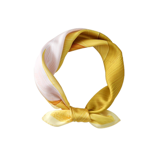 黄色小方巾丝巾女春秋职业装饰搭配衬衫护颈围脖子宝宝儿童薄围巾