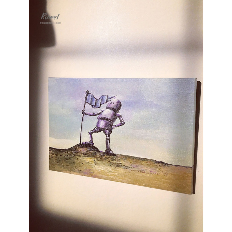 犀牛艺廊手绘油画《victory》必胜天使儿童房书房客厅挂画装饰