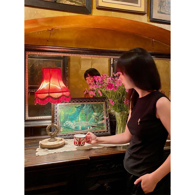 vintage古董西洋画《天鹅湖》纯手绘餐厅卧室新婚油画复古黑银框