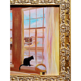 北美当代艺术“gic California”魔幻窗手绘油画美式书房装饰画