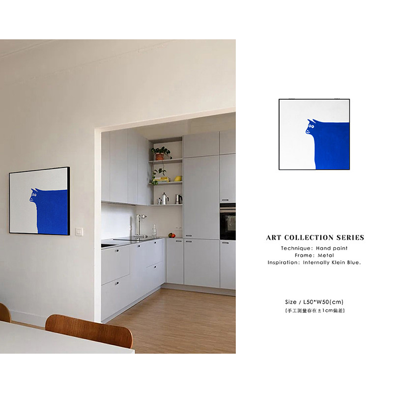 若奈挂画 亮眼！克莱因蓝《小牛》手绘挂画可打开配电箱装饰客厅,家居饰品,电表箱装饰画,淘宝优惠券,粉丝福利购,淘宝优惠卷