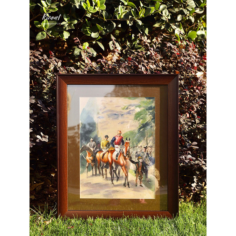 犀牛艺廊美国手绘!含框油画luxury fine art 马术贵族客厅挂画