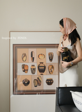 若奈 摩洛哥Fend*中古丝巾画《“瓶瓶”安安》平安大幅落地装饰画