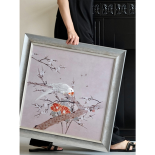若奈立体刺绣《喜上眉梢》新中式客厅墙卧室玄关好寓意挂画乔迁礼
