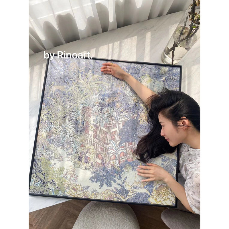 若奈丝巾画丛林福宝vintage独家修复版伊茹色H客厅挂画餐厅艺术画,家居饰品,现代装饰画,淘宝优惠券,粉丝福利购,淘宝优惠卷