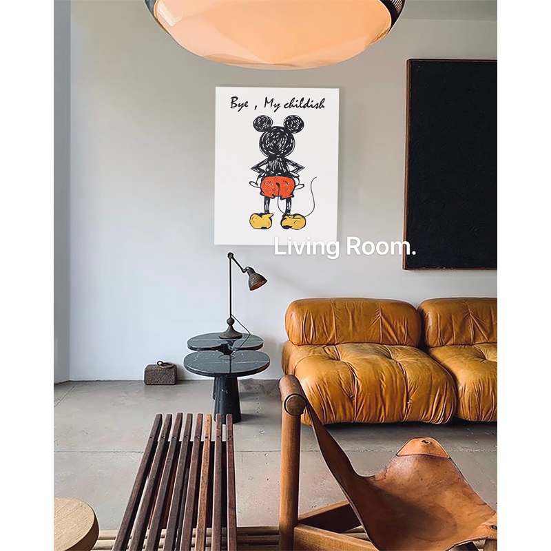 若奈手绘画米奇背影disne*潮牌装饰客厅书房儿童房非卡通乔迁礼物