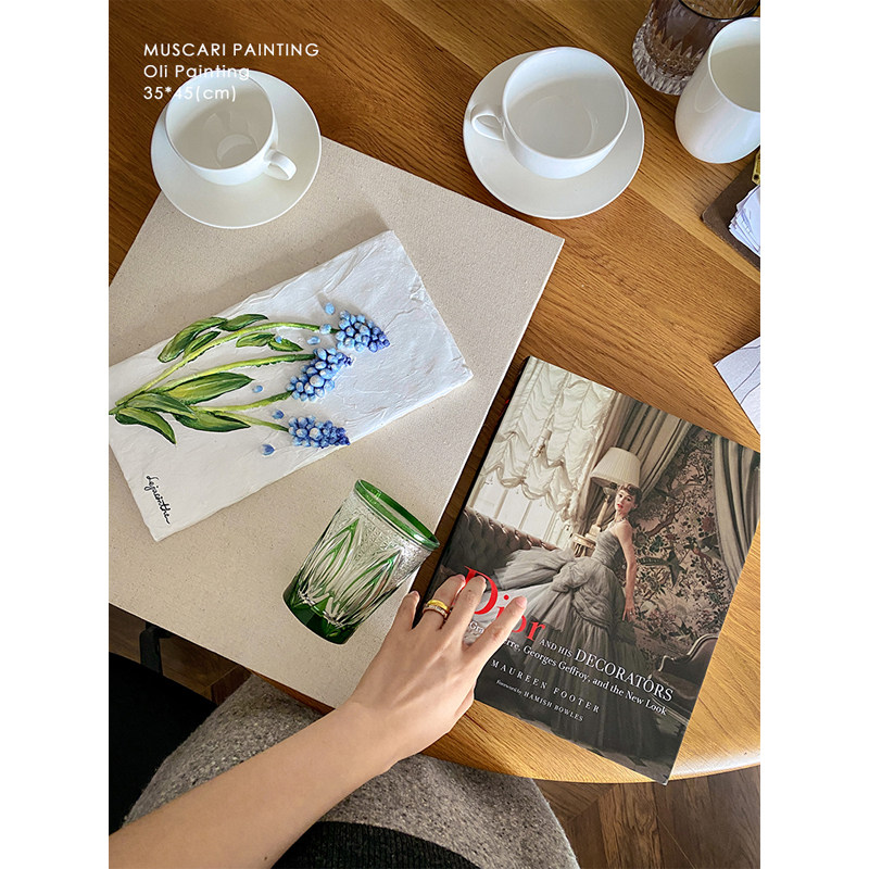 若奈02di@r02庄园系列风信子立体手绘油画厚彩素雅客厅餐厅艺术画
