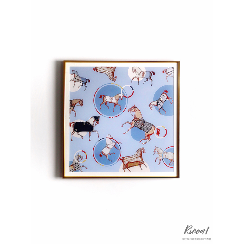 犀牛独家爱马图样客厅玄关蓝色