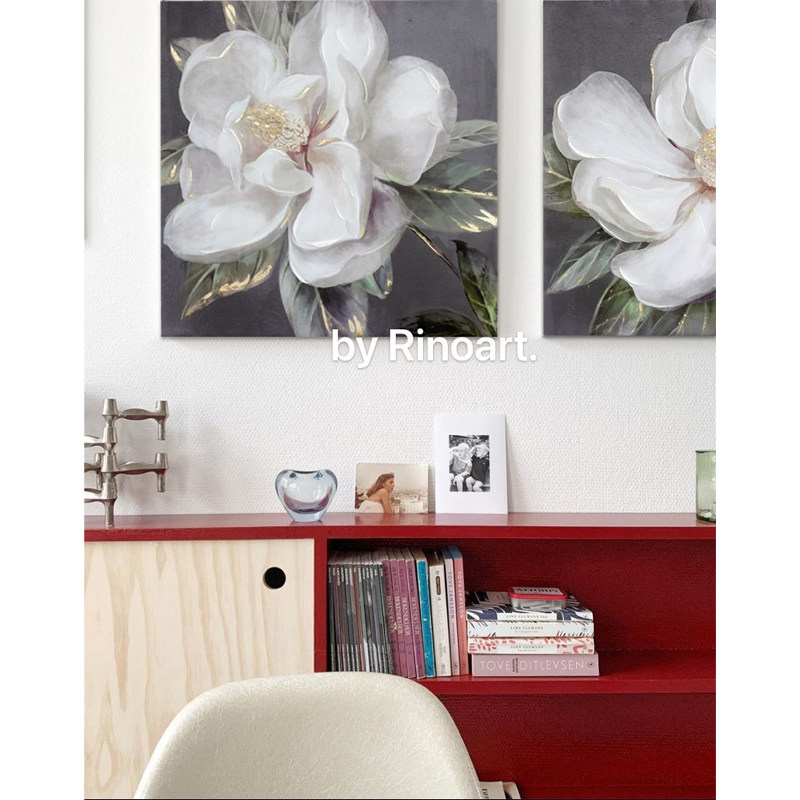 若奈一对山茶花“金箔+珍珠粉”淡雅油画客厅沙发联画装饰画墙画,家居饰品,油画,淘宝优惠券,粉丝福利购,淘宝优惠卷