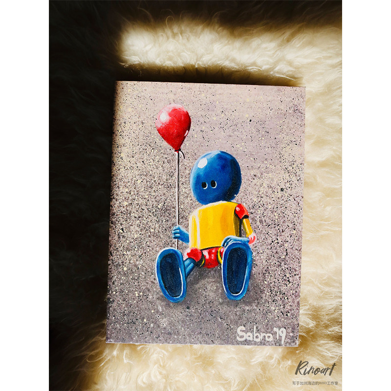 犀牛艺廊手绘油画《love u baby》爱你,宝贝儿童房书房客厅挂画