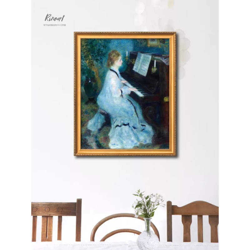 犀牛艺廊独家《ice blue》冰蓝钢琴美人恬静客厅琴房艺术画挂画