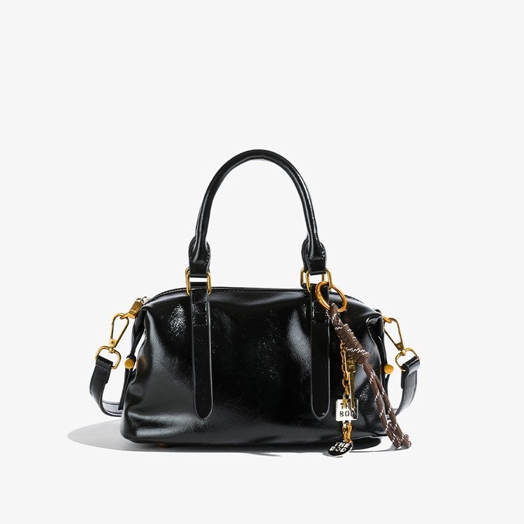 波士顿包包女2025新款复古油蜡皮枕头包高级感手提斜挎单肩通勤女