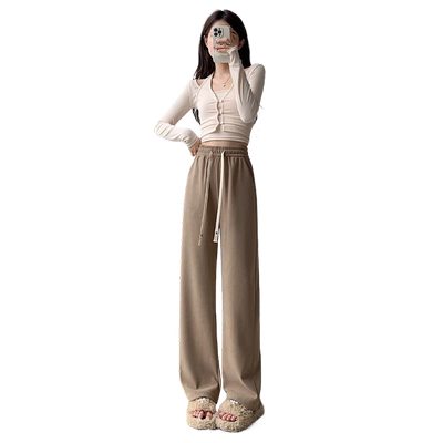 休闲阔腿裤女春秋季新款高腰垂感