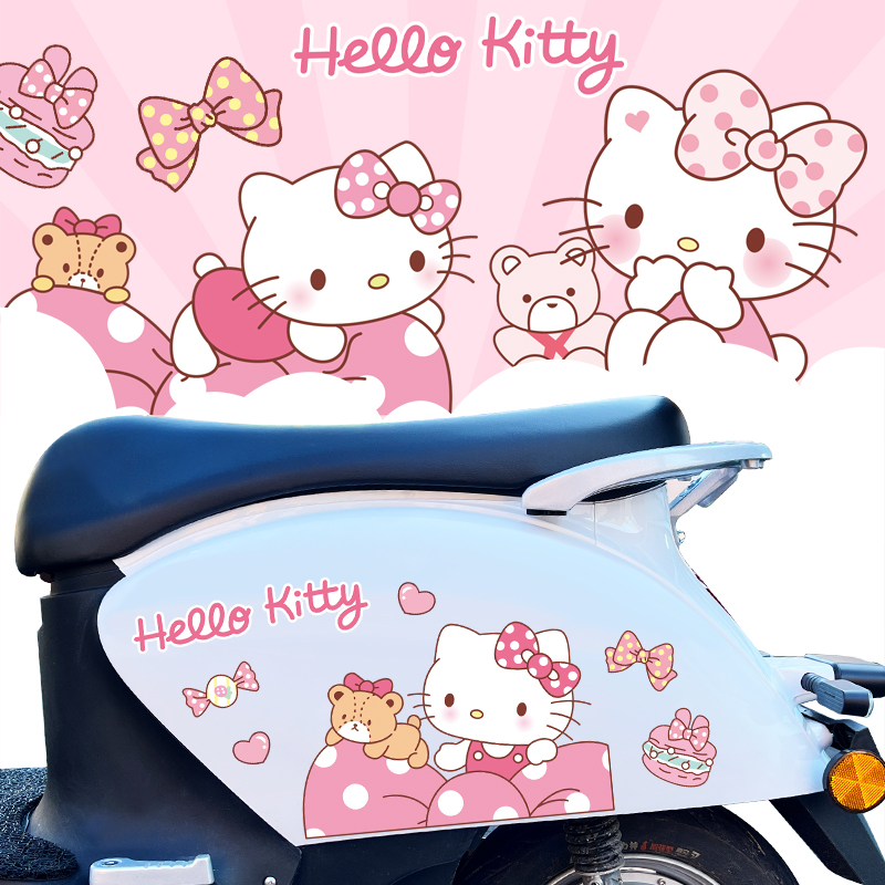 pvc导气槽电动车贴纸hellokitty