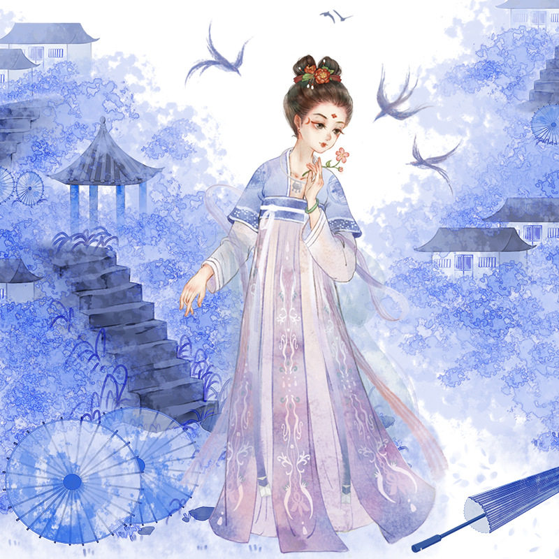 造景花手帐胶带和纸特油pet古风人物透明动漫可爱少女男手账素材