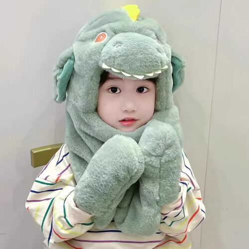儿童帽子围巾手套三件套毛绒帽