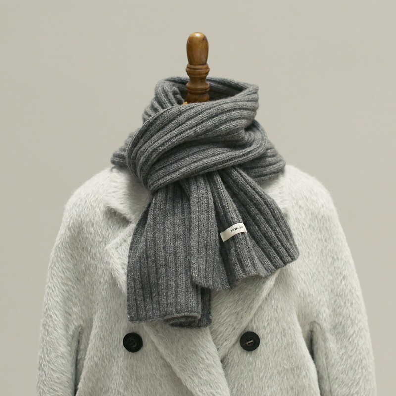 绵羊毛混纺兔毛柔软针织围巾秋冬保暖高级感灰色围脖百搭护颈送礼