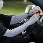 运动骑行露表手臂套柔滑冷感防晒手套袖 套女夏季 开车半指防紫外线