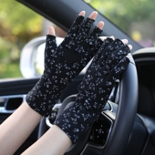 出口日本防紫外线手套春秋薄开车防晒薄款 防滑骑车户外露指尖触屏