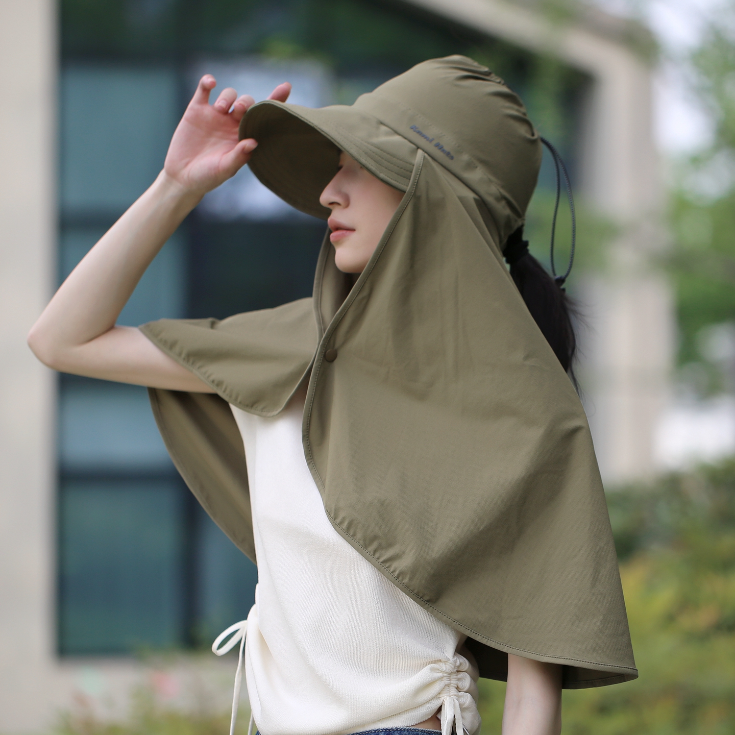 加大防晒护颈肩帽子全面防紫外线