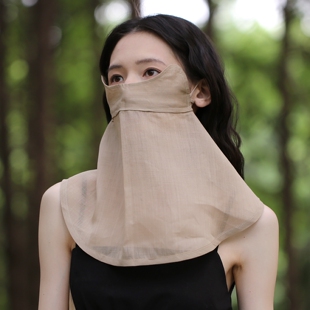 素净高级天然苎麻防晒面罩护眼角遮脖子夏天防紫外线轻薄凉感透气