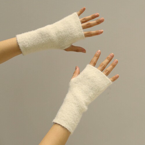 保暖毛线羊绒百搭办公半指手套
