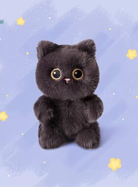 小黑猫毛绒手偶陪伴公仔