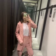 MFZL Châu Âu và Hoa Kỳ gió 2019 mùa thu mới của phụ nữ thời trang hoang dã thon thả ngắn tay áo blazer kẻ sọc - Business Suit