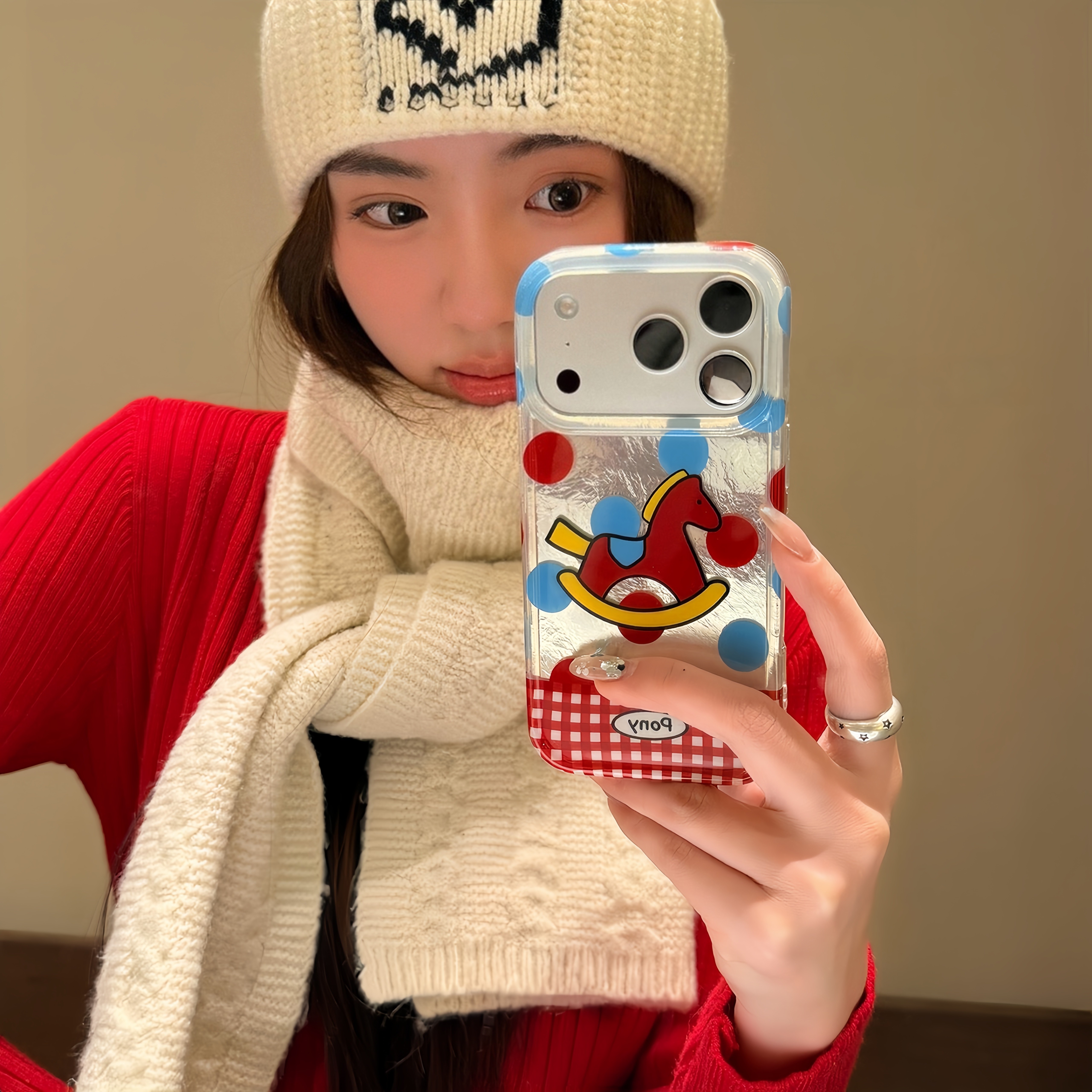 新款马年红格纹撞色波点木马适用苹果17Promax可爱卡通16Pro创意个性15艺术ins风14全包保护套13防摔手机壳女,3C数码配件,手机保护套/壳,淘宝优惠券,粉丝福利购,淘宝优惠卷
