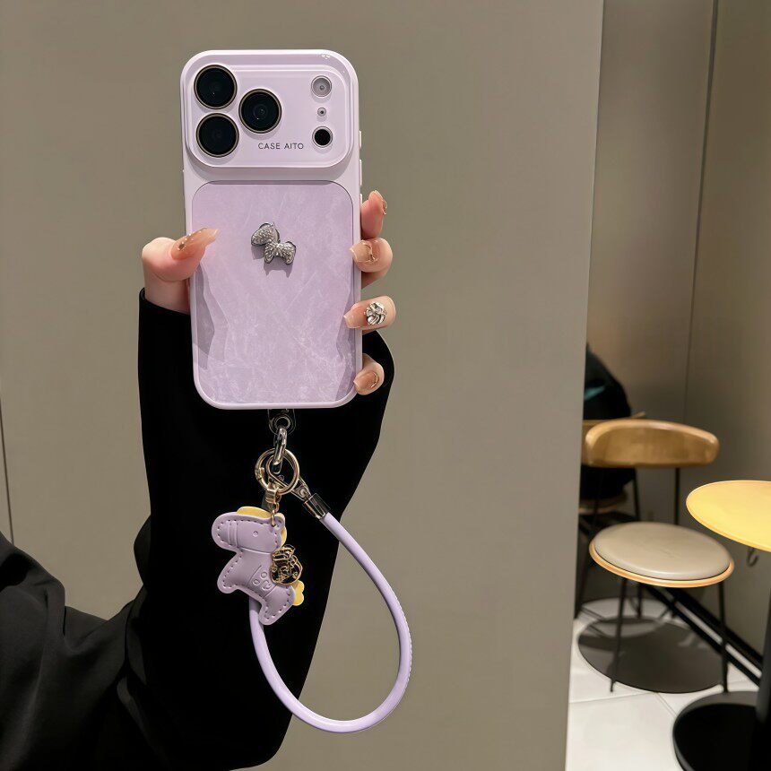 雪山绒紫色银钻马适用苹果17ProMax简约艺术17Pro个性少女心16创意小众15复古风14全包保护套13防摔手机壳女