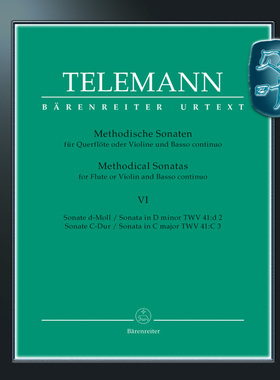 骑熊士原版 泰勒曼 十二首教材奏鸣曲 卷六 小提琴 长笛和低音通奏 Telemann Methodical Sonatas Volume 6 BA2246
