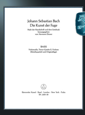 骑熊士原版 巴赫 赋格的艺术 BWV 1080 大提琴 part （弦乐四重奏版本）Bach The Art of Fugue BWV 1080 BA02600-08