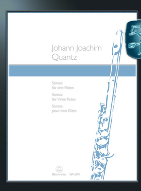 骑熊士原版 约克希姆匡茨 三支长笛奏鸣曲 Quantz Johann Joachim Sonata for three Flutes BA06871