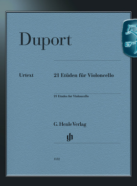 亨乐原版 迪波尔 21首大提琴练习曲 独奏谱 含弓法 Duport 21 Etudes for Violoncello HN1132