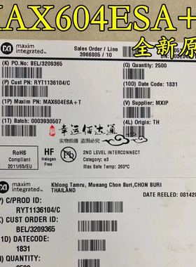 MAX604ESA+T MAX604ESA SOP8 线性稳压器 全新原装 现货供应
