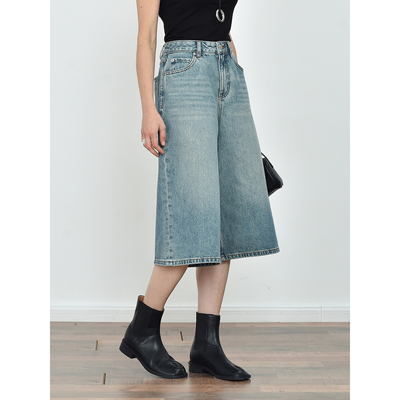 JWSZ “佰搭神裤”本期bi入 复古做旧水洗宽松廓形牛仔七八分中裤