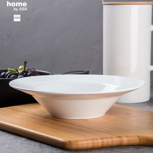 大牌陶瓷高温德国品牌9英寸纯白色飞碟盘草帽意大利面西餐汤盘子