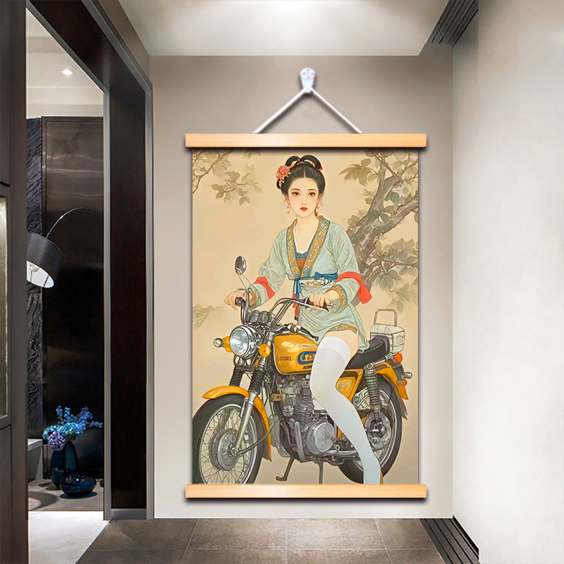 千里走单骑搞笑挂画解压生日礼物趣味三国恶搞过道装饰卷轴壁画