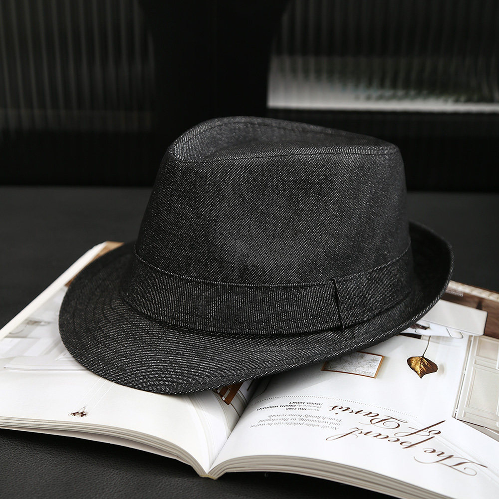 高温定型新款大头围春夏韩版男士礼帽复古做旧牛仔布爵士帽绅士帽