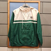 阿迪达斯三叶草男女梭织速干防风连帽潮流宽松运动休闲夹克IU0201